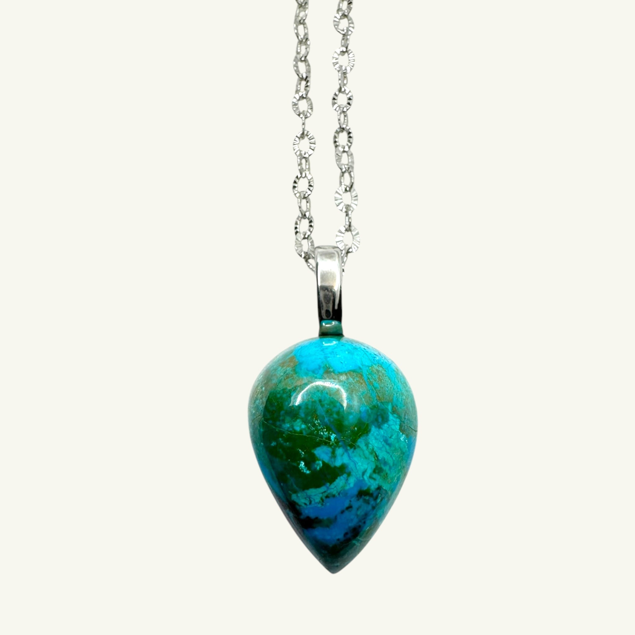 Collana crisocolla goccia 23x21 mm Sharifa Crystals